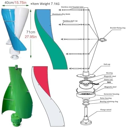 12000W Vertical Axis Wind Turbine Generator Kit - High Efficiency with Magnetic Levitation Technology for Marine & Home Use, Renewable Energy Solution for Off-Grid Power