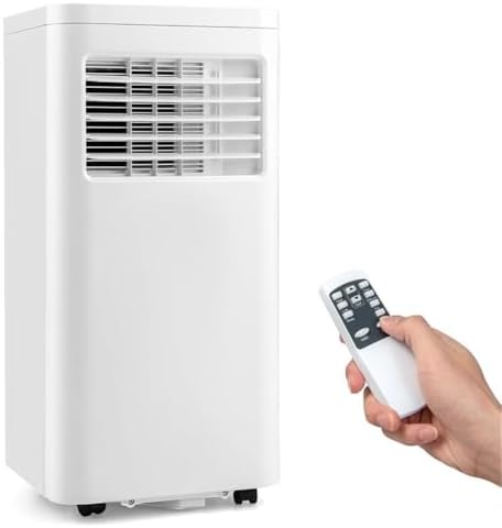 Pemberly Row Contemporary Plastic 8000 BTU Portable Air Conditioner in White