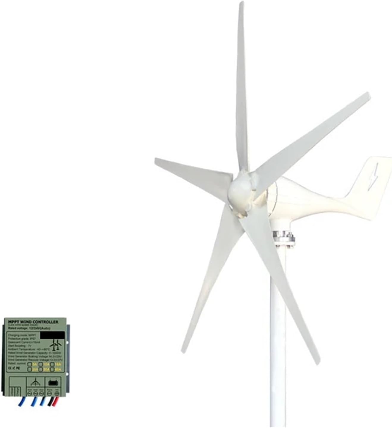 3000W Horizontal Wind Turbine Generator Kit with Controller 12V/24V/48V Low Noise Turbine Hybrid Solar Wind System White Industrial Energy(Model1,48V_3000W)