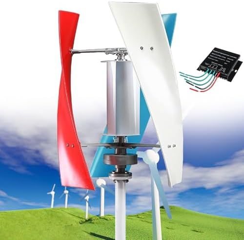 14000W Portable Vertical Wind Turbine Kit, 3-Blade Helix Generator with Charge Controller for RV, Marine, Home & Industrial Energy Solutions, White - 220V