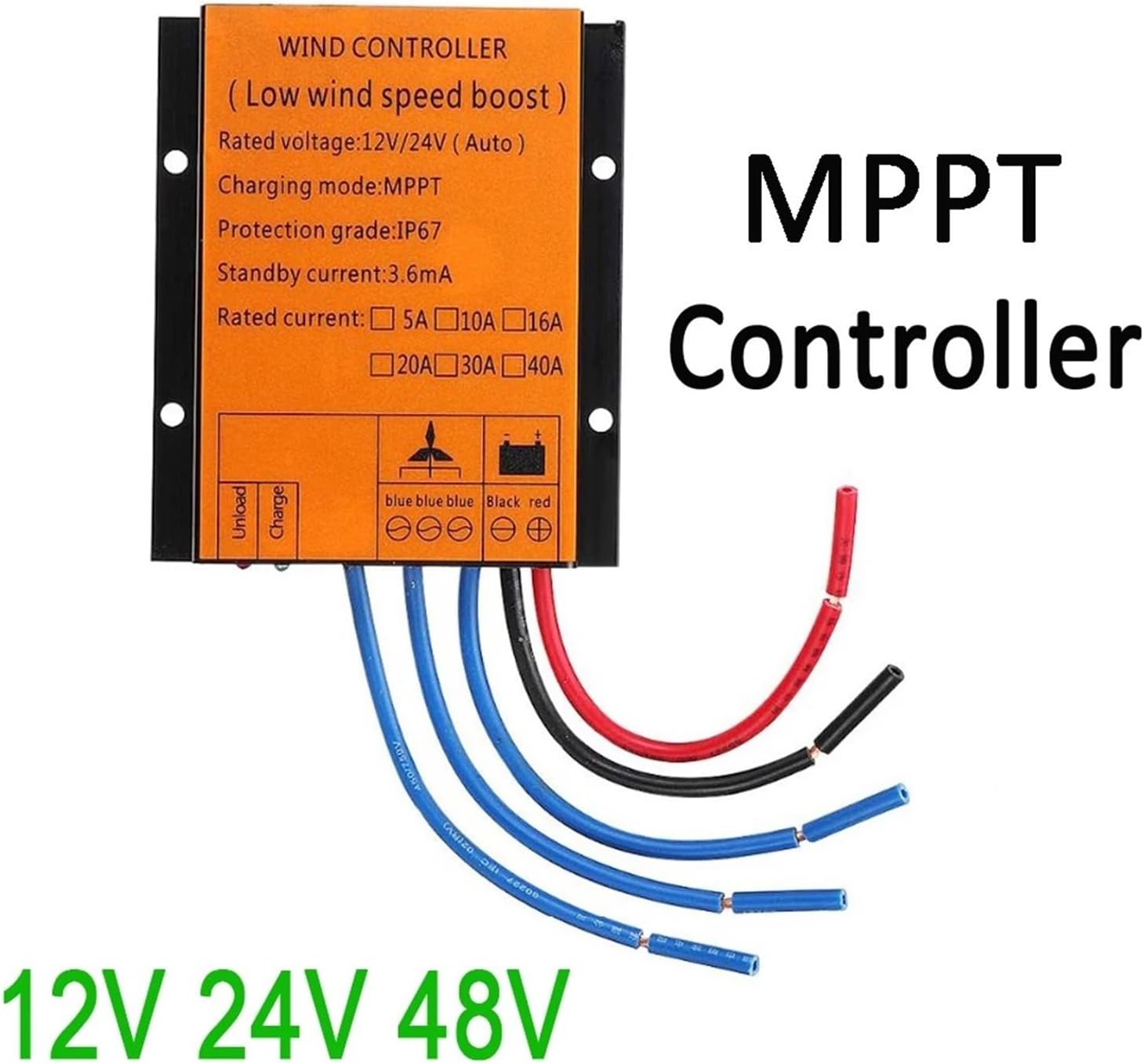 20000W 12V 24V 48V Horizontal Wind Turbine Generator Small Windmill with MPPT Charge Controller for Home Farm Industrial Energy(24V)