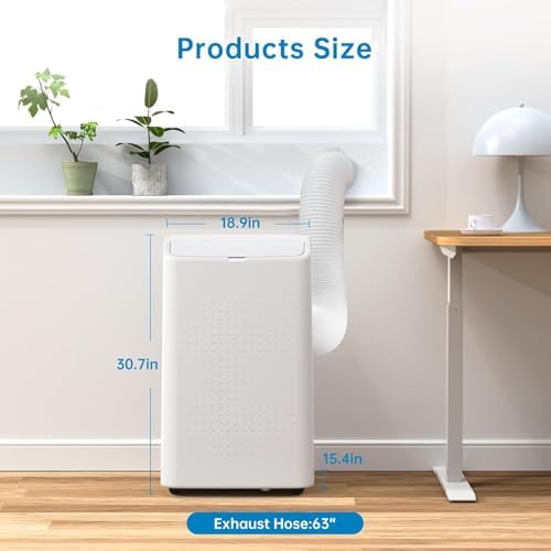 15000 BTU Portable Air Conditioner for 850 Sq Ft 3-In-1 AC Unit with Cooling/Dehumidifier/Fan Modes, Remote, 24H Timer & Installation Kit for Home/Office/Dorm