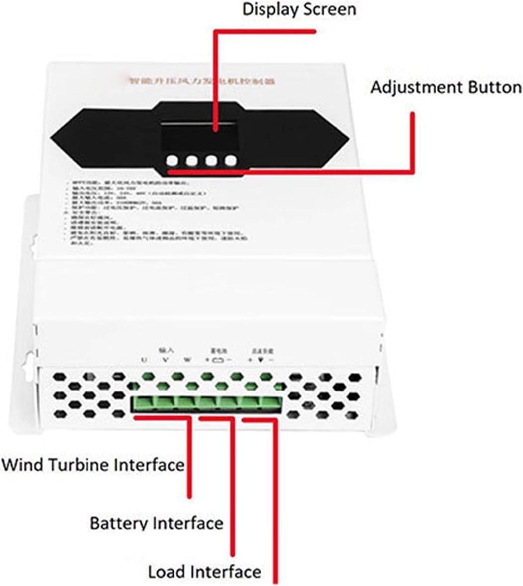 Fafeicy 1000W Wind Turbine Charge Controller, MPPT Boost LCD Display 12V/24V/48V Auto Detection Off Grid Power Controller, for Home Boat Street Light
