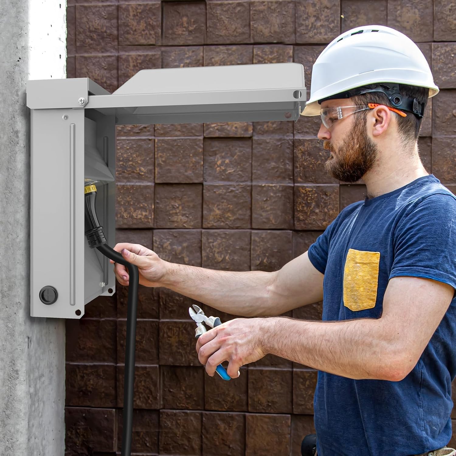 30A Generator Setup, L14-30P Generator Inlet Box with L14-30R to 14-50R Adapter, for Backup Generator