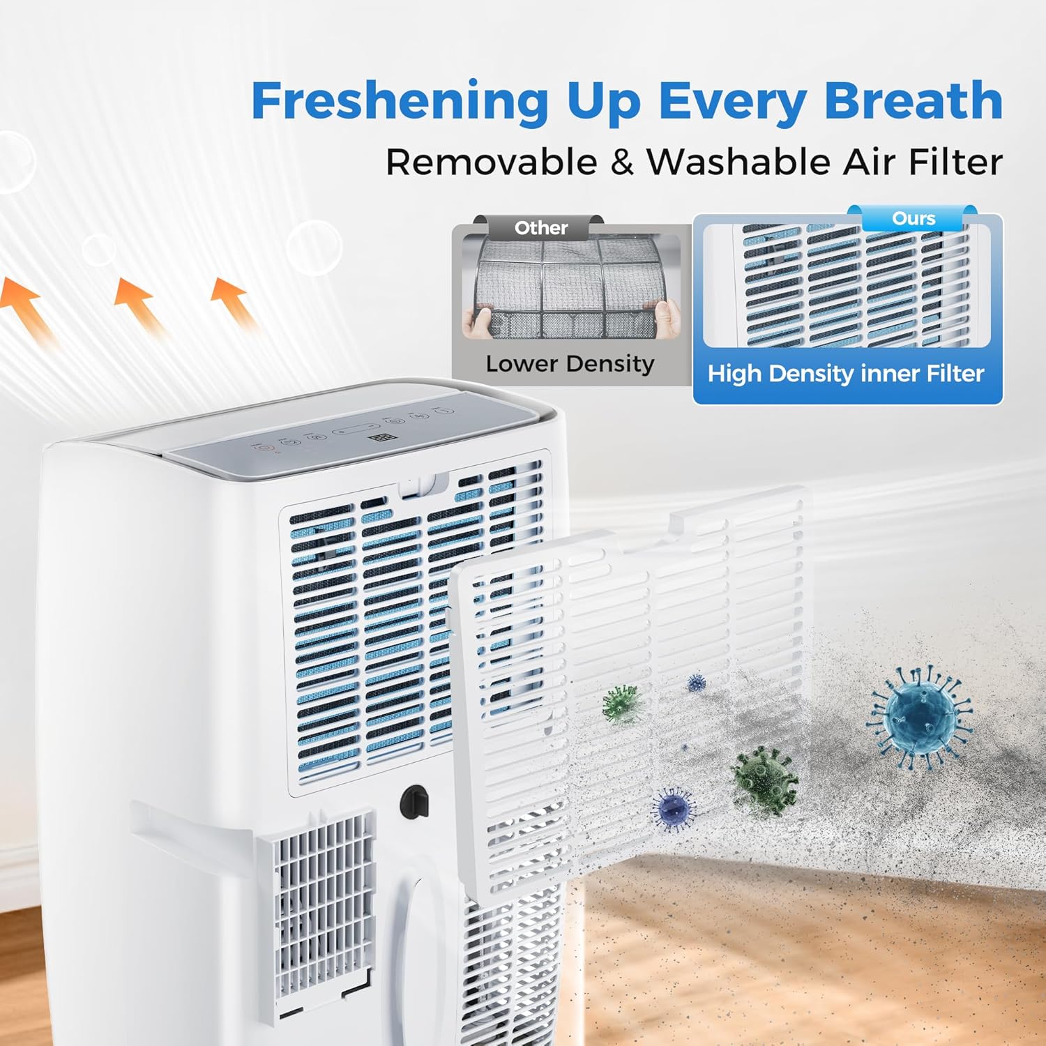 2025 Upgraded Smart Portable Air Conditioner,12,000 BTU Portable AC Unit with Built-in Cool&Heat, 4-in-1 Cooling Fan & Dehumidifier for Rooms up to 550 Sq. Ft.,Smart APP and Remote Control,3 Speed