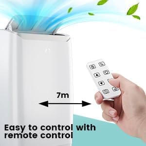 12000 BTU Room Portable Air Conditioner - Powerful & Efficient Cooling with LED Touch Panel & Remote, R32 Eco-Friendly Refrigerant, Quiet AC Operation, Easy Mobility with 4-Directional