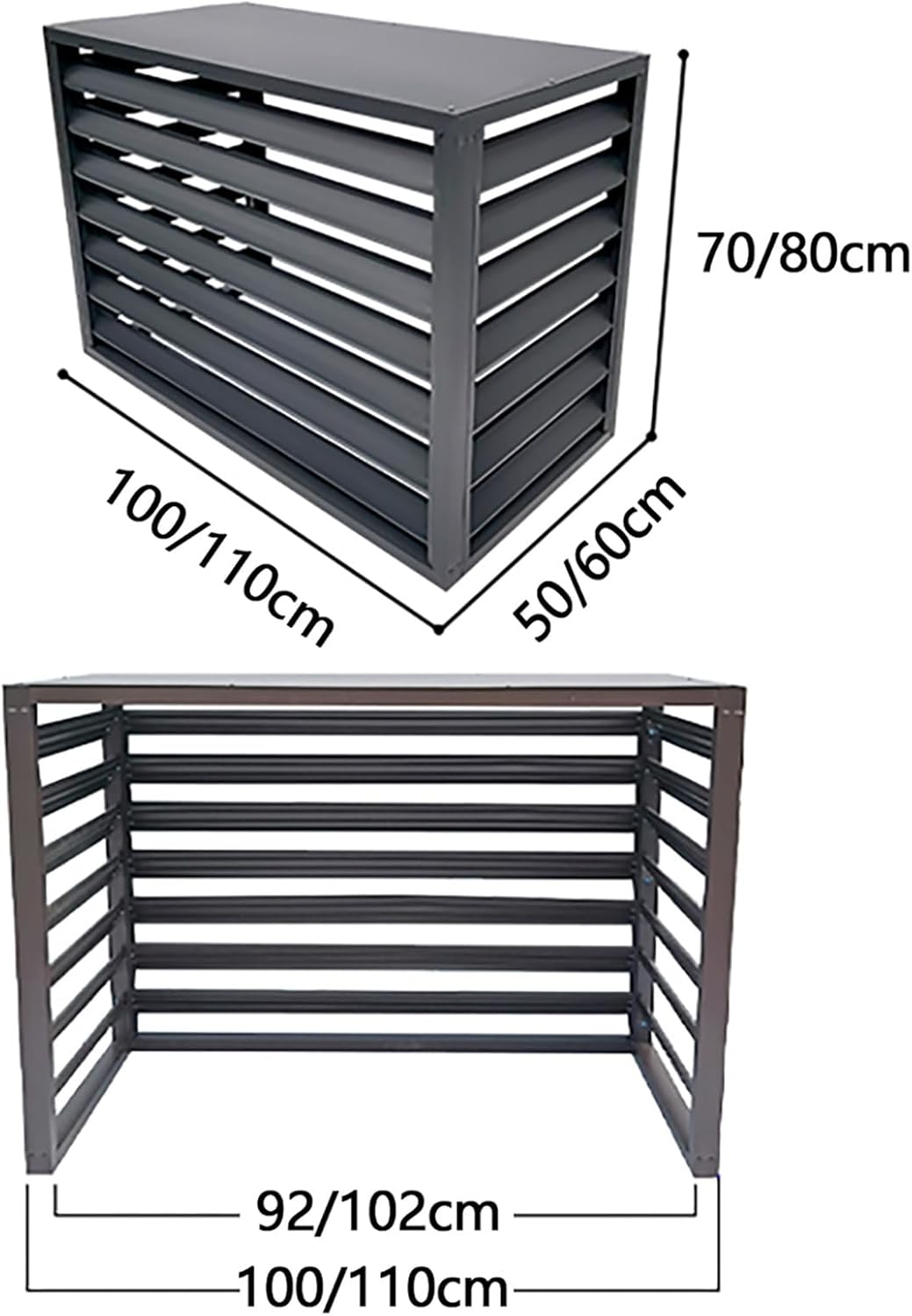 Outdoor Air Conditioner Cover For Outside Units, Window Aluminum Privacy Fence Panels, Trash Can Enclosure Flower Stand Decorative Air Conditioning Cover For Patio Lawn ( Color : Brown , Size : 2 3P