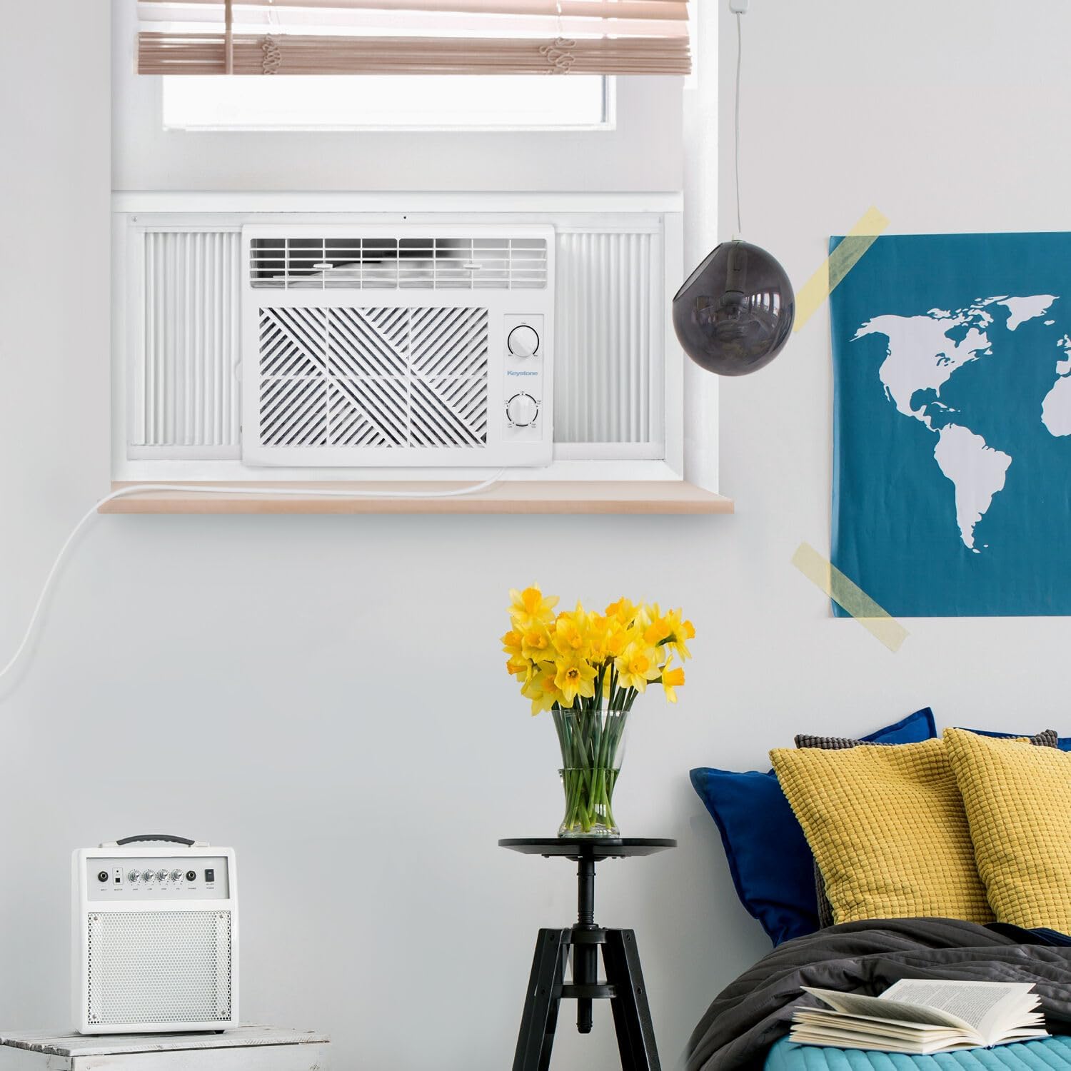 Keystone 5,050 BTU Window Mounted Air Conditioner, 115V, Window Air Conditioner for Apartment, Living Room, Bathroom and Rooms up to 150 Sq.Ft., White