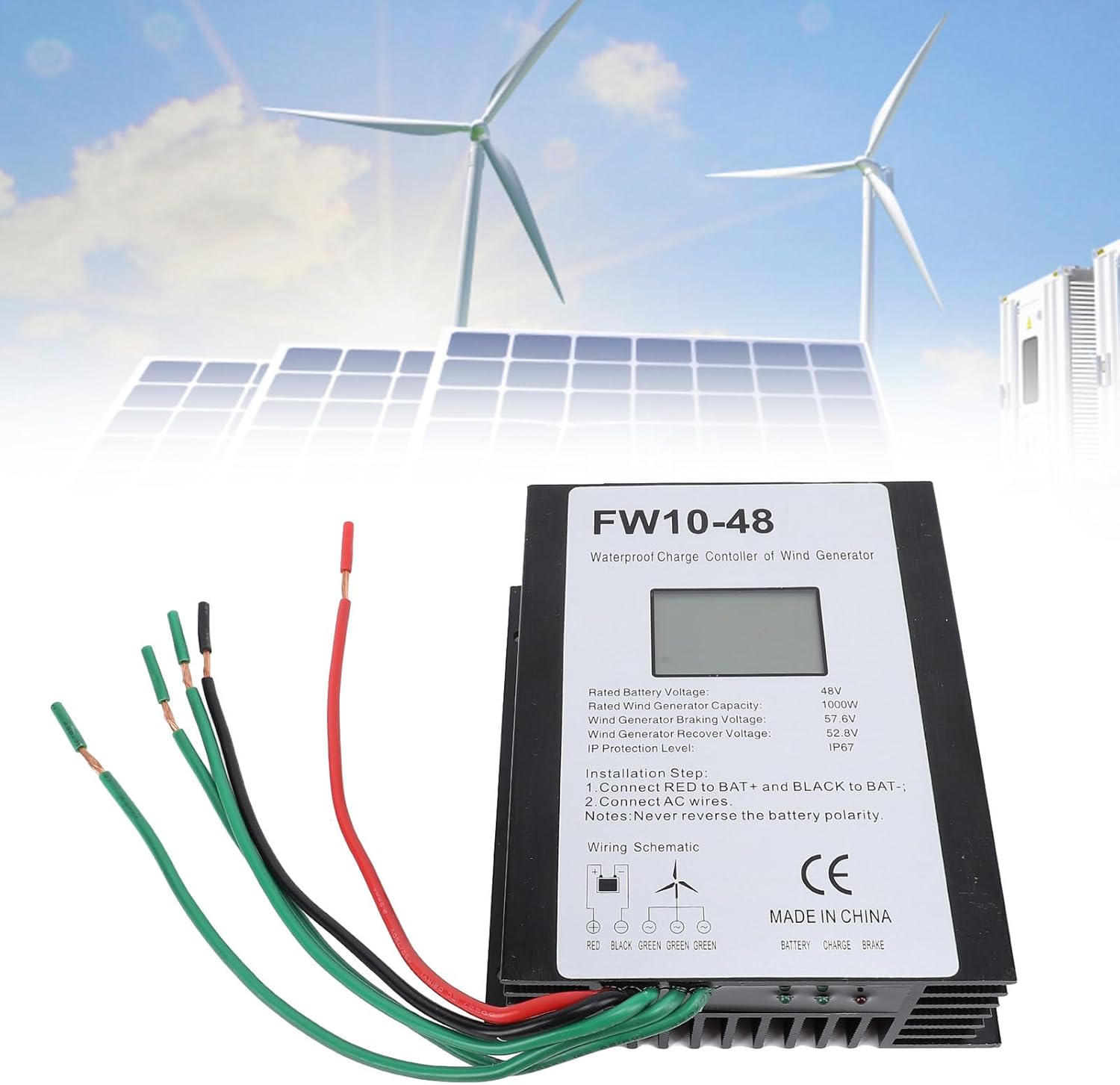Wind Turbine Charge Controller, 48V, 1000W, IP67 Water - Automatic Braking Protection, Aluminum Alloy Heat Dissipation, Ideal for Off - Grid Systems