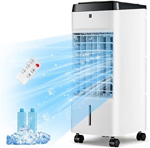 PETSITE Evaporative Air Cooler, Portable Cold Air Cooling Fan with Remote Control, 3.5L Water Tank, 2 Ice Packs, 4 Modes, 3 Speeds, 12H Timer, 70° Oscillation, Personal Swamp Cooler