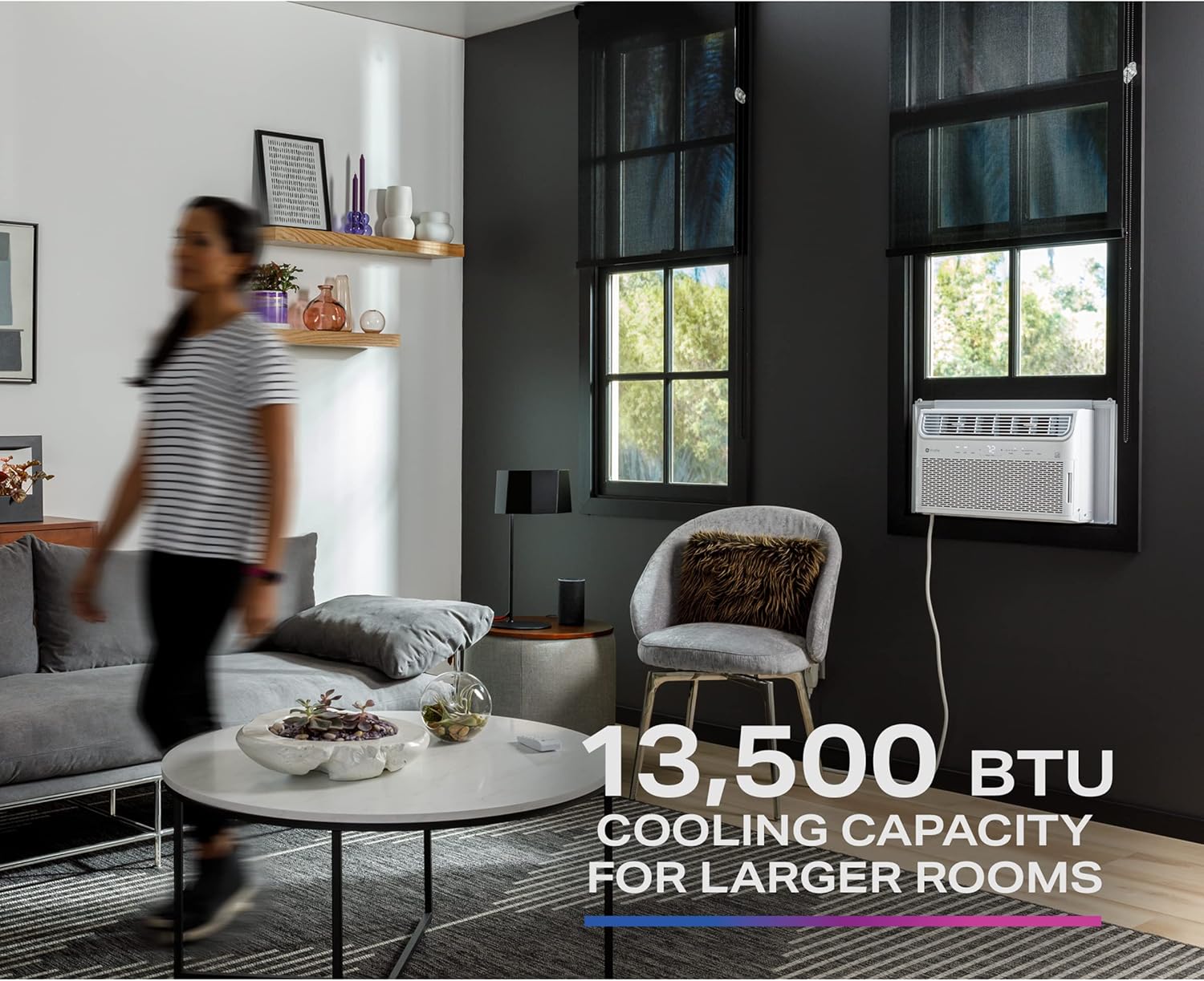 GE Profile Inverter Window Air Conditioner 13,500 BTU, WiFi Enabled, Ultra Quiet, Inverter Technology, Energy Efficient for Large Rooms, Easy Installation with Included Kit, Energy Star, White