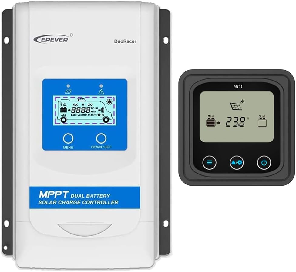 EPEVER 30A MPPT Dual Battery Solar Charge Controller 12V/24V + MT11 Remote Meter