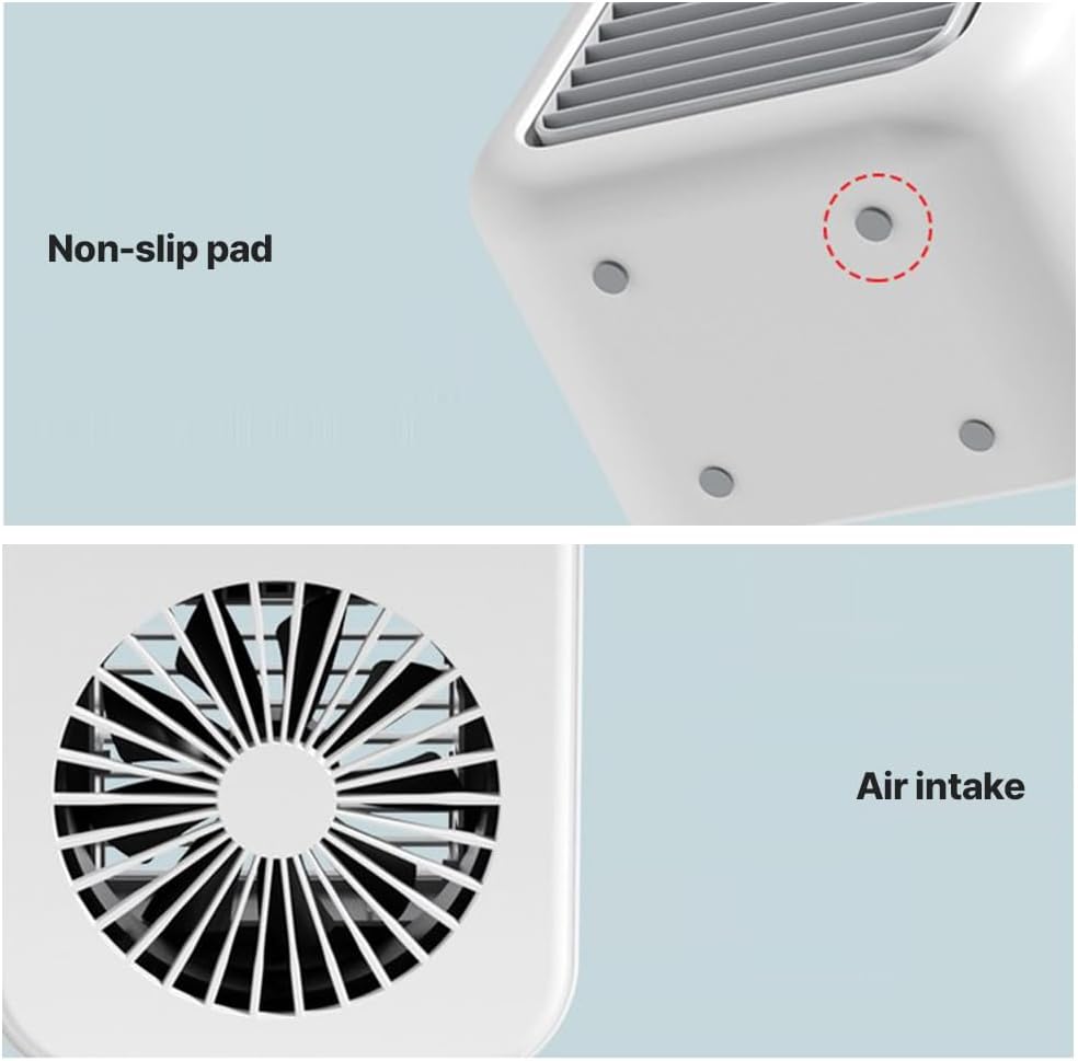 Mini air conditioner low noise large air volume office/sleep/camping outdoor portable air conditioner powerful cooling easy to use usb charging white 2.5(W) x4.5(D) x8.5(H) inches