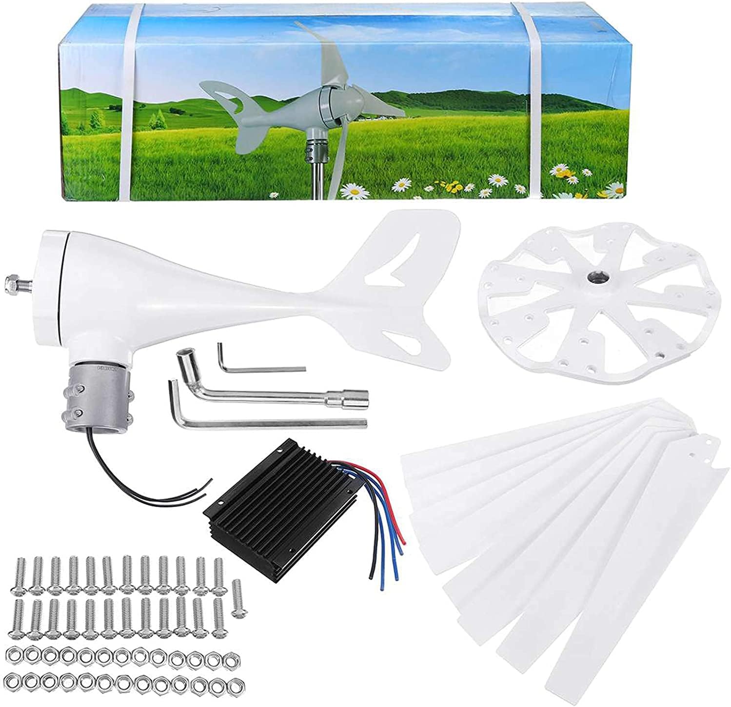 220v, 14000W Wind Turbines Generator Kit, 12V-220V Wind Generator Windmill Energy Turbines Wind Turbine Energy Generators(with Charge Controller)