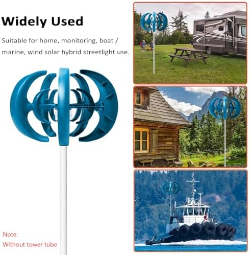 10000W Wind Turbine Generator 12V/24V, 5-Blade Vertical Wind Power Kit with 3-Phase AC Permanent Magnet Controller for Home & Street Lighting, Blue - Efficient Renewable Energy Solution