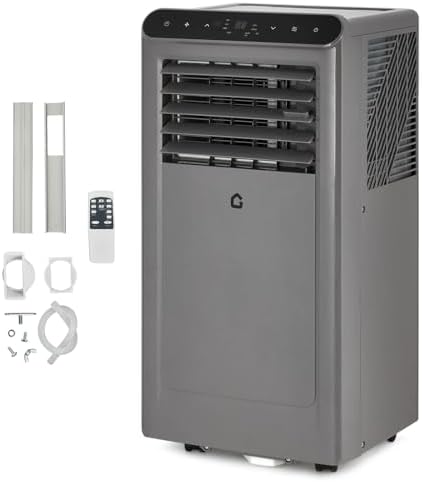 GAOMON 2025 New Deseign 8000 BTU Portable Air Conditioners Cool Up to 350 Sq.Ft,4 IN 1 Portable AC Unit w/Remote Control/LED Display/24Hrs Timer/Window Installation Kit & Low Noise for Home(Grey)