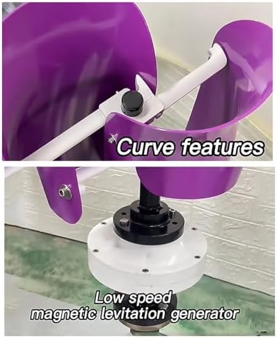 5KW Vertical Axis Wind Turbine 12V 24V 48V - Purple Breeze Start Wind & Solar Hybrid Power Generation System for Eco-Friendly Energy Solutions