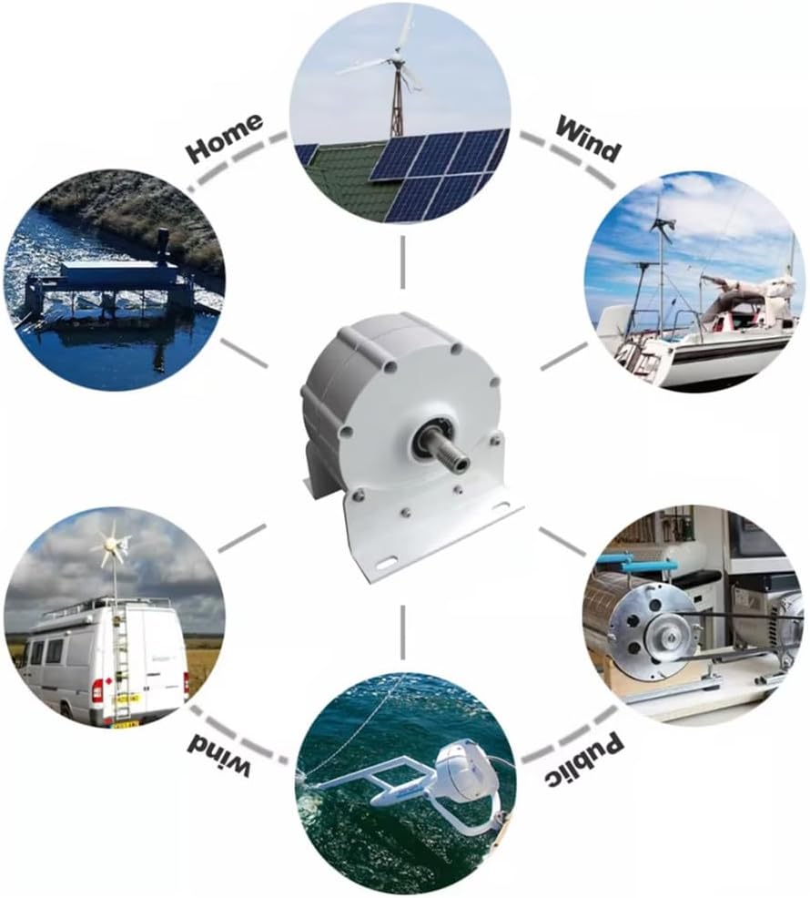 12V- 220V Low Speed AC Alternator Generators,5000W Gearless Permanent Magnet Generator with Base Use for Wind Turbine Water Turbine (White),220v