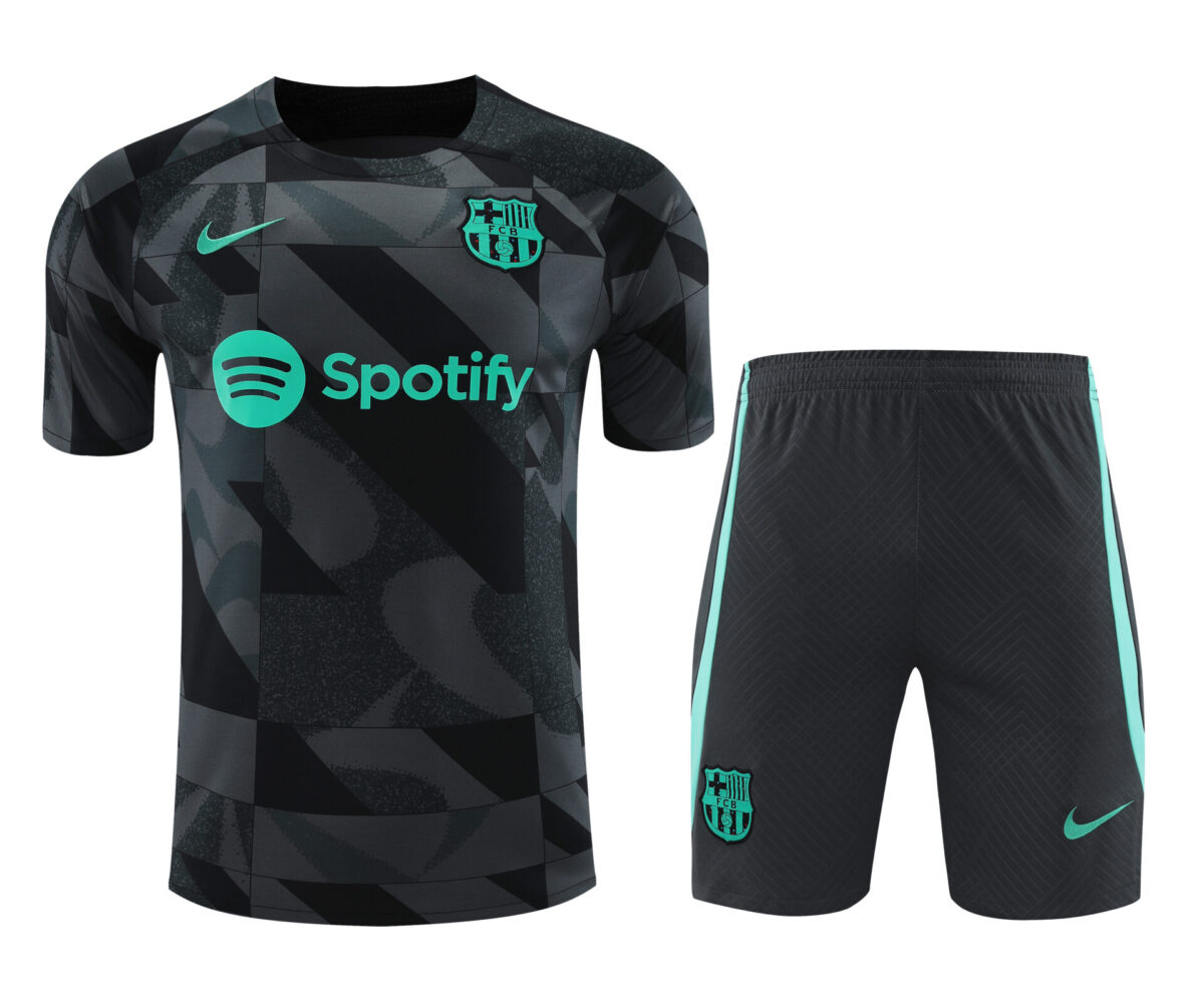 Conjunto de calentamiento FC Barcelona negro y gris manchas - NewNow