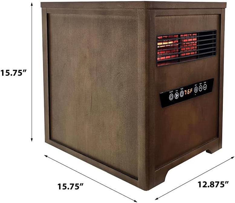 Country Living Infrared Portable Rolling Space Heater with LED Touchscreen and Remote Control | 12h Timer | 1500w Quick Heating for Indoor Use | Birchwood Grain Finish