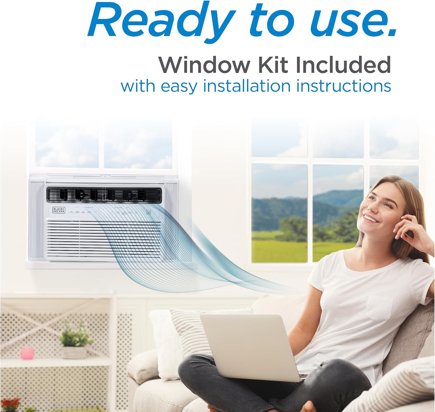 BLACK+DECKER 8,000 BTU Inverter Window Air Conditioner, Window AC Units for Up To 350 Sq. Ft., ENERGY STAR Rated AC Unit, Full Function Remote Control, White