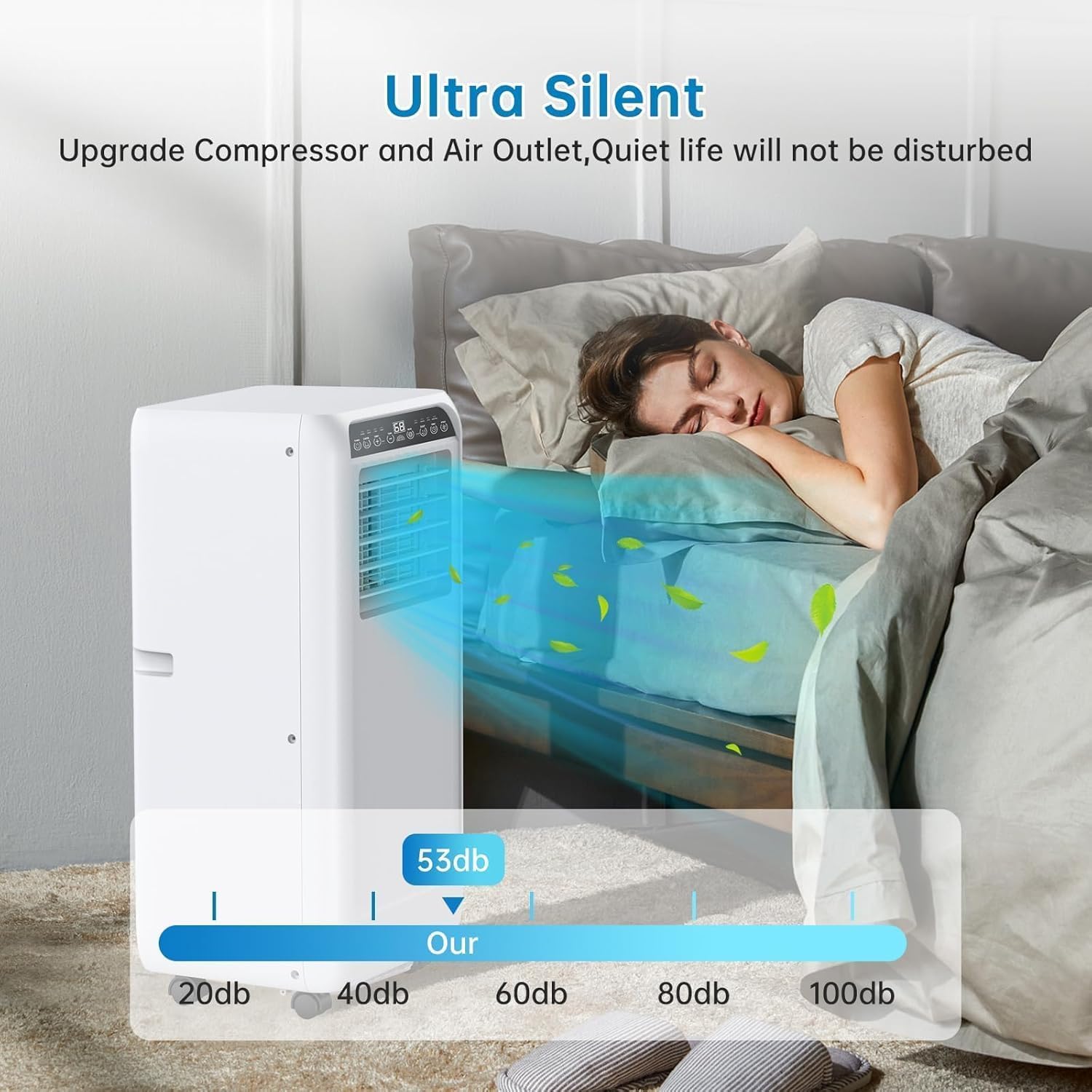 8000 BTU Portable Air Conditioners - 3 in-1 AC Unit for 350 Sq.Ft Rooms with Dehumidifier, Timer, Remote & LED Display