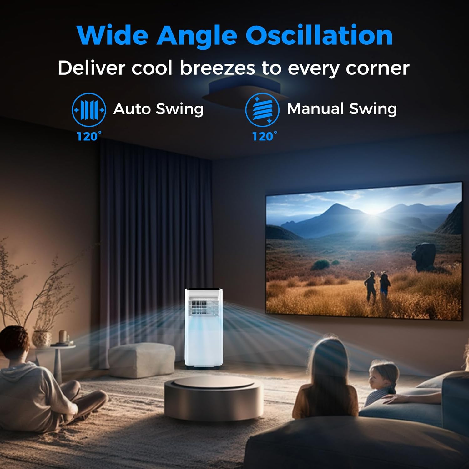 KOTEK Portable Air Conditioners, Cools up to 350 Sq.Ft, 4-in-1 AC Unit for Bedroom with Auto Mode, Dehumidifier, Child Lock & Installation Kit, Room Air Conditioner Portable for Home Office (10000BTU)