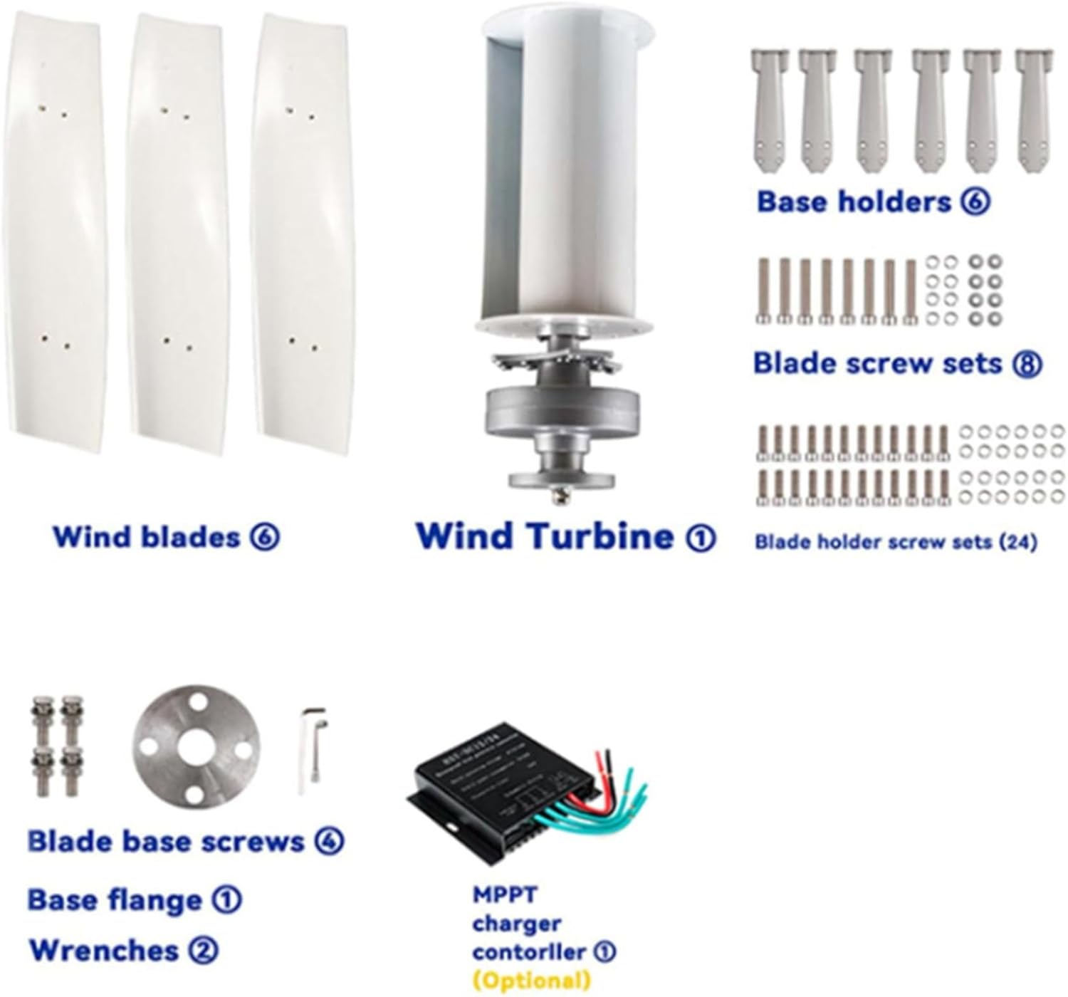 24v,3000W Wind Turbine Generator Set, 3-Blade Household Noise Free Windmill Generator 12V 24V 48V 220V with Controller Suitable for Ships, Terraces, Cabins, Homes