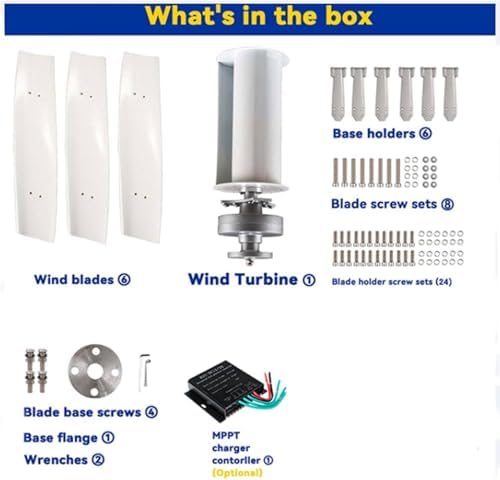 High-Efficiency Vertical Wind Turbine Kits for Home Use - 6000W, 8000W, 10000W with Blades & Controller, Quiet Magnetic Generator for Battery Charging