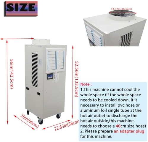220V Industrial Spot Cooler 3600m³/h Commercial Portable Industrial Air Conditioner 1820W Mobile Air Conditioner 20400BTU