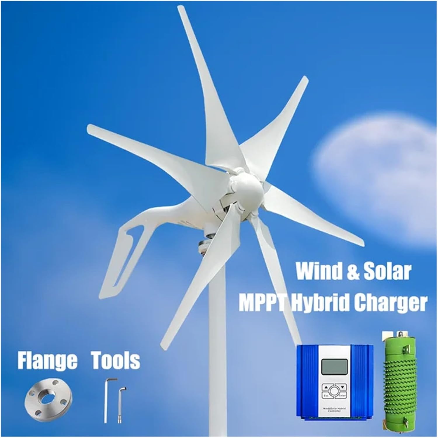 2000W Wind Turbine Windmill Wind Generator for Home Engine-Generator Water Turbine Household Power Supply System Industrial Energy(with Hybrid Charger,48V)