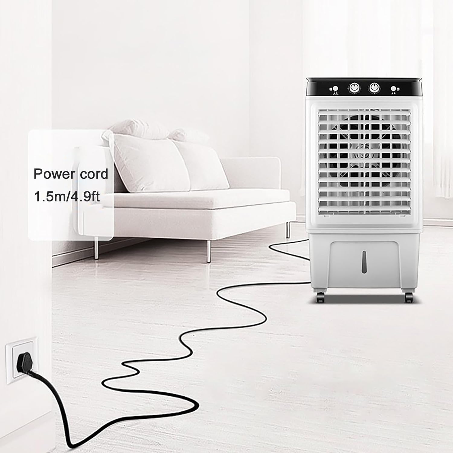 Portable Air Conditioners, Evaporative Air Cooler, Swamp Cooler, 3 Wind Adjustment, 120° Swing, 2 Hours Timer, Low Noise Operation, Efficient Cooling