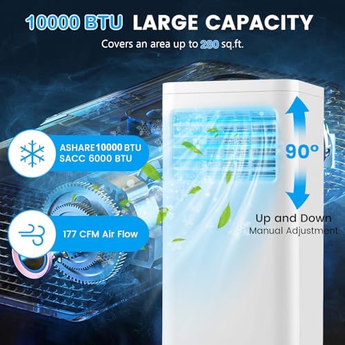 DORTALA Portable Air Conditioner 10000 BTU, 3-in-1 Personal AC Cooling Unit with Dehumidifier, 24H Timer, Remote Control, Window Kit & Wheels, Standing AC for Bedroom, Dorm, Cools up to 280 Sq. Ft