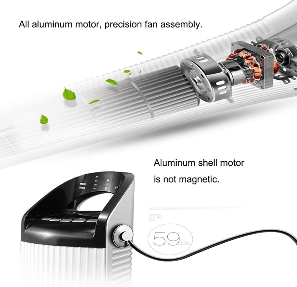 NBgy Tower Water-Cooled Fan, Water-Cooled Air Cooler Silent, No-Leaf Vertical Fan Anti-Dump Timing Design, Suitable for Family Hotel Office, White, 106x33x34cm