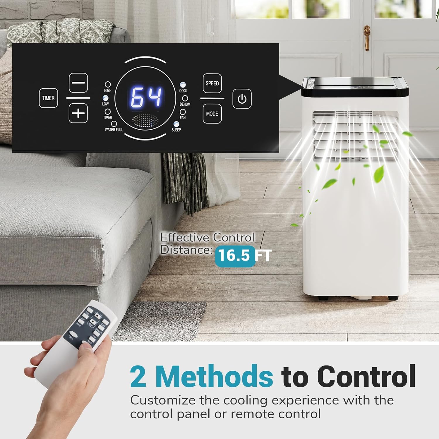 DORTALA Portable Air Conditioner 8000 BTU, 3-in-1 Portable AC with Remote Control, Dehumidifier, 24H Timer, Window Kit for 350 Sq.FT Apartment, Bedroom