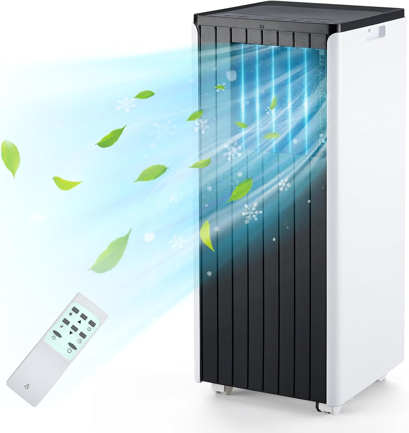 3-in-1 Portable Air Conditioner - 8000 BTUs Cooling, Dehumidifying & Fan Modes, Remote Control, 24-Hour Timer, Easy Install Kit for 350 Sq.Ft Home & Office(Black top cover)