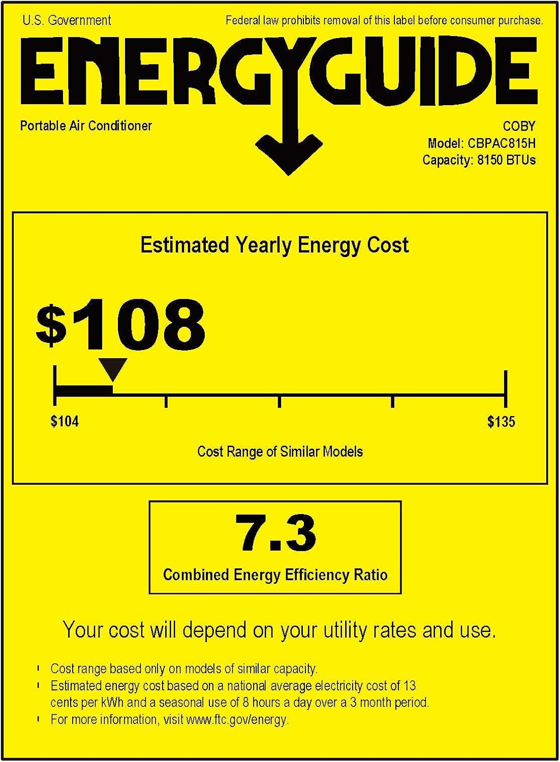 Coby CBPAC815H 4-in-1 AC Unit, Heater, Dehumidifier & Fan, 12,000 BTUs Portable-air-conditioners, White