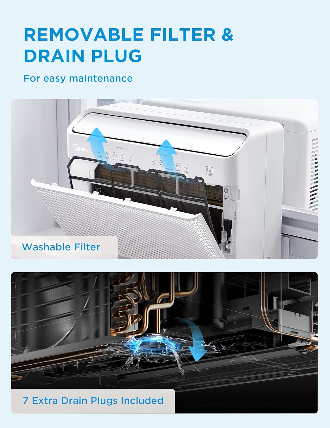 Midea 10,000 BTU U Shaped Smart Inverter Window Air Conditioner - Cools 450 Sq Ft, Ultra Quiet with Open Window Flexibility - Alexa/Google Assistant Compatible - 35% Energy Savings, Remote (Updated)