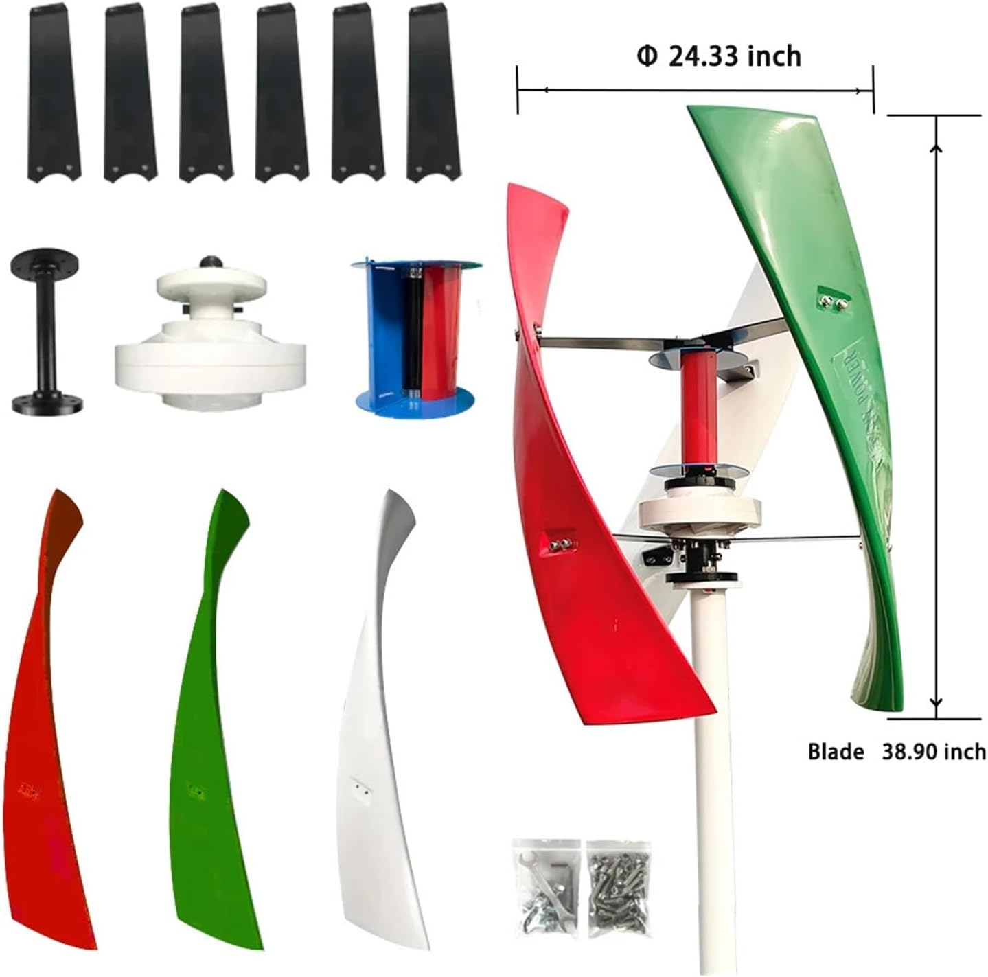 Wind Turbine 25KW 20KW Vertical Generator 12V 24V 48V with MPPT Charge Controller for Home Use Hybrid Charge Industrial Energy(Hybrid Controller,24V_20KW)