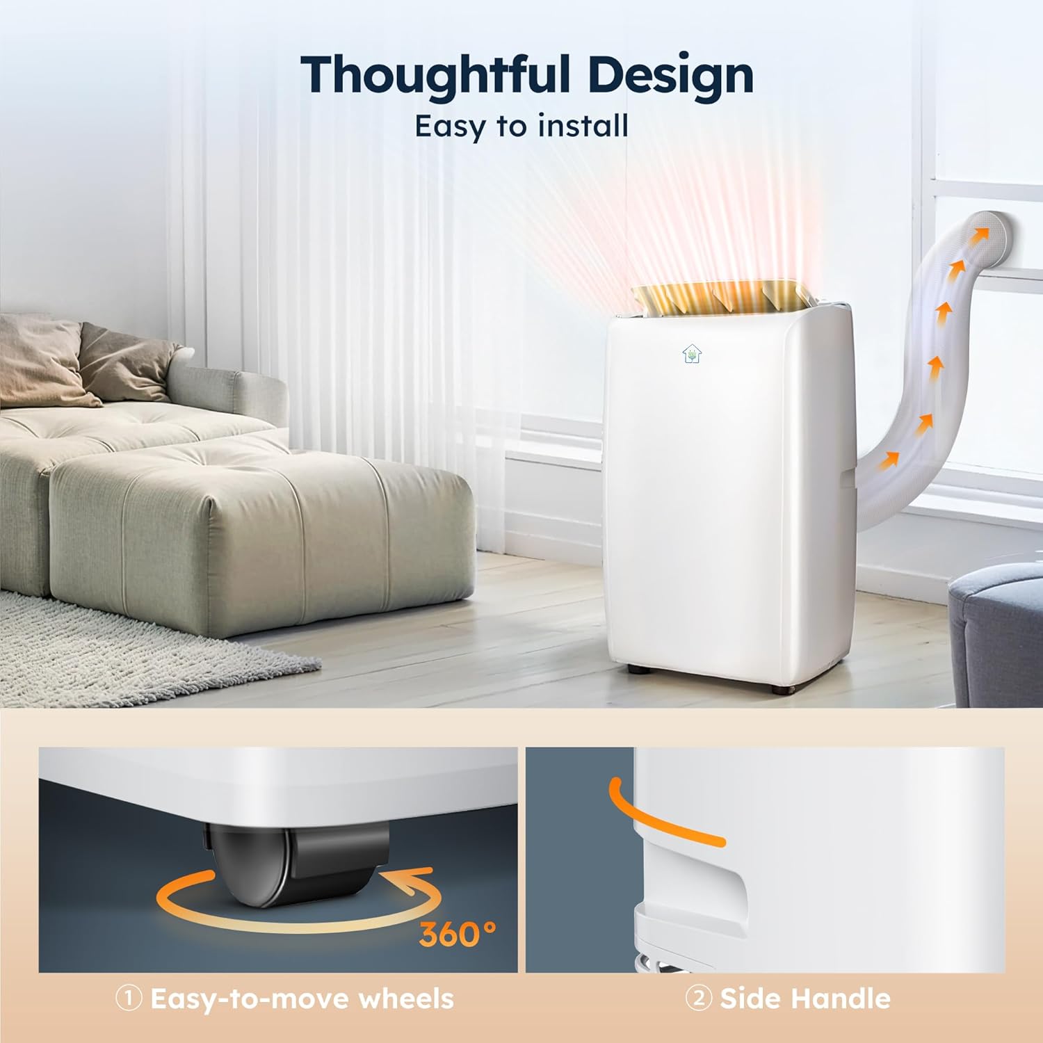 12,000 BTU Smart Air Conditioner with Heat, 4 Modes 3 Speeds Portable AC Unit with APP, Fast Heating/Cooling/Dehumidifier/Fan Mode/Remote Control/24Hrs Timer for Bedroom/Dorms/Office