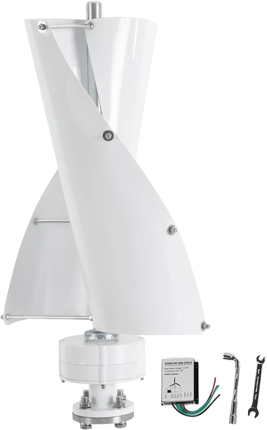 FTVOGUE 600W Vertical Wind Turbine Permanent Magnet Generator Vertical Axis Coreless Wind Power Kit with Controller for Home Renewable Energy (12V)