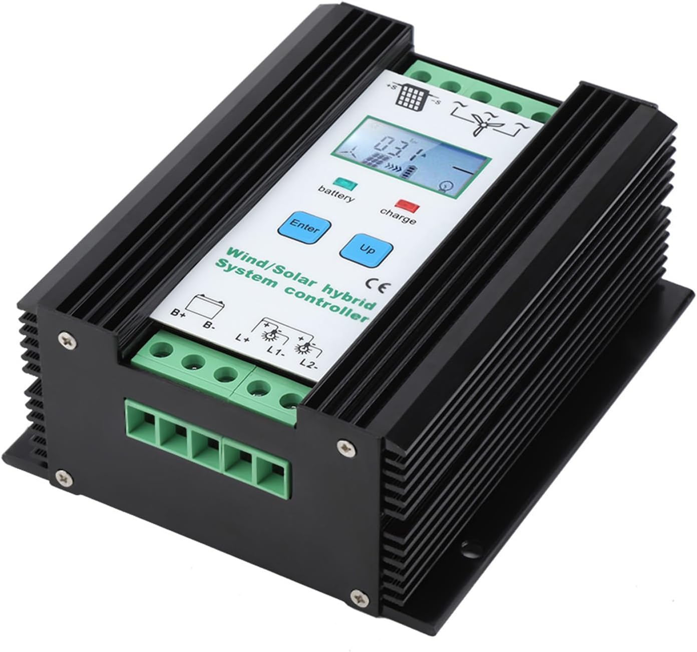 Wind Solar Hybrid Controller, 12V Solar Wind Charge Controller, Digital Intelligent Boost Charging Regulator with LCD Display, PWM Function for Home Off Grid System, Prot