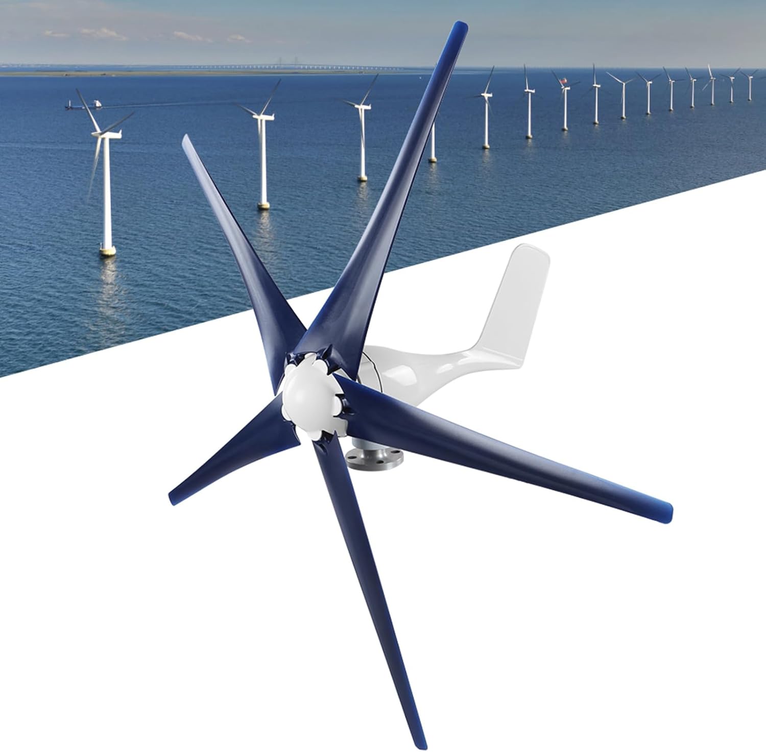 100W Wind Turbines Generator 5 Blades Blue 12V, High Efficiency Power Supply for Boats and Mobile Homes - Low Noise Operation, Easy Installation, Durable for Outdoor Use (12V)