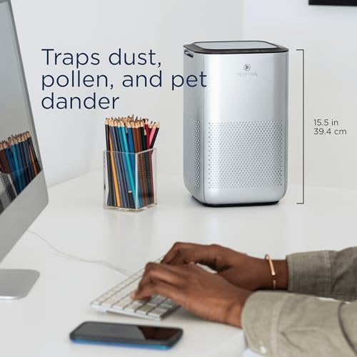 Medify MA-15 Air Purifier with True HEPA H13 Filter | 585 ft² Coverage in 1hr for Allergens, Smoke, Wildfires, Dust, Odors, Pollen, Pet Dander | Removal to 0.1 Microns | Silver, 1-Pack