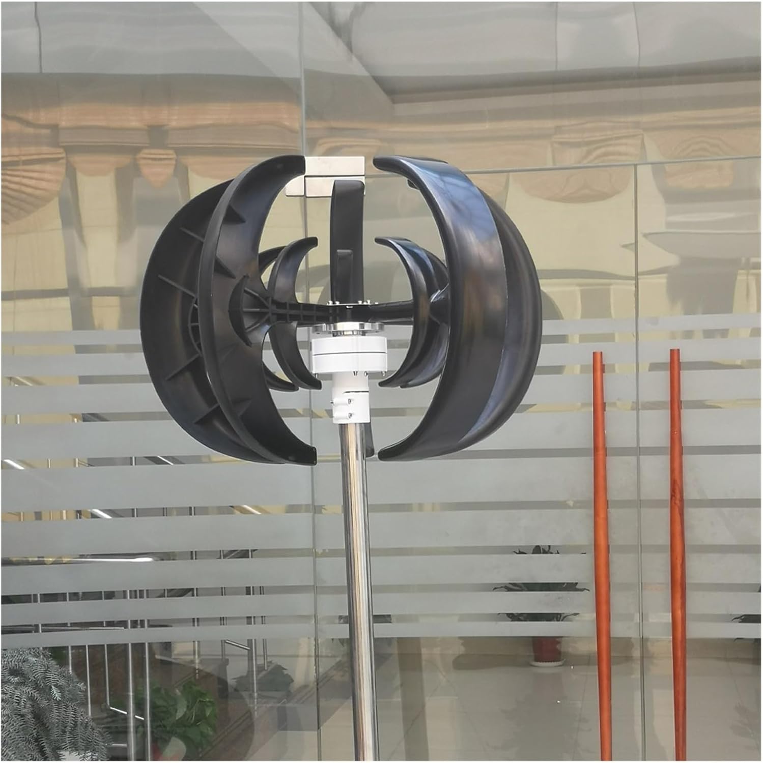 4000W 12V 24V 48V Wind Turbines Generator Lantern 5 Blades Motor Kit Vertical Axis for Home Hybrids Streetlight Electromagnetic Industrial Energy(Black,with MPPT Controller_12V)