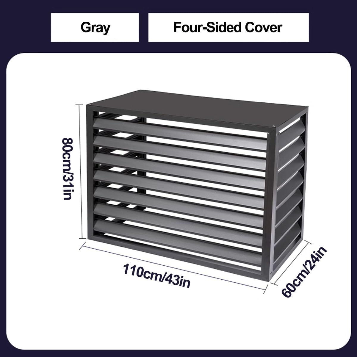 Air Conditioning Window Cover Air Conditioner Fence Screen Outdoor Privacy Ac Covers Fireproof for Outside Units/Hide Air Con(Gray,110 * 80 * 60cm/43 * 31 * 24in)