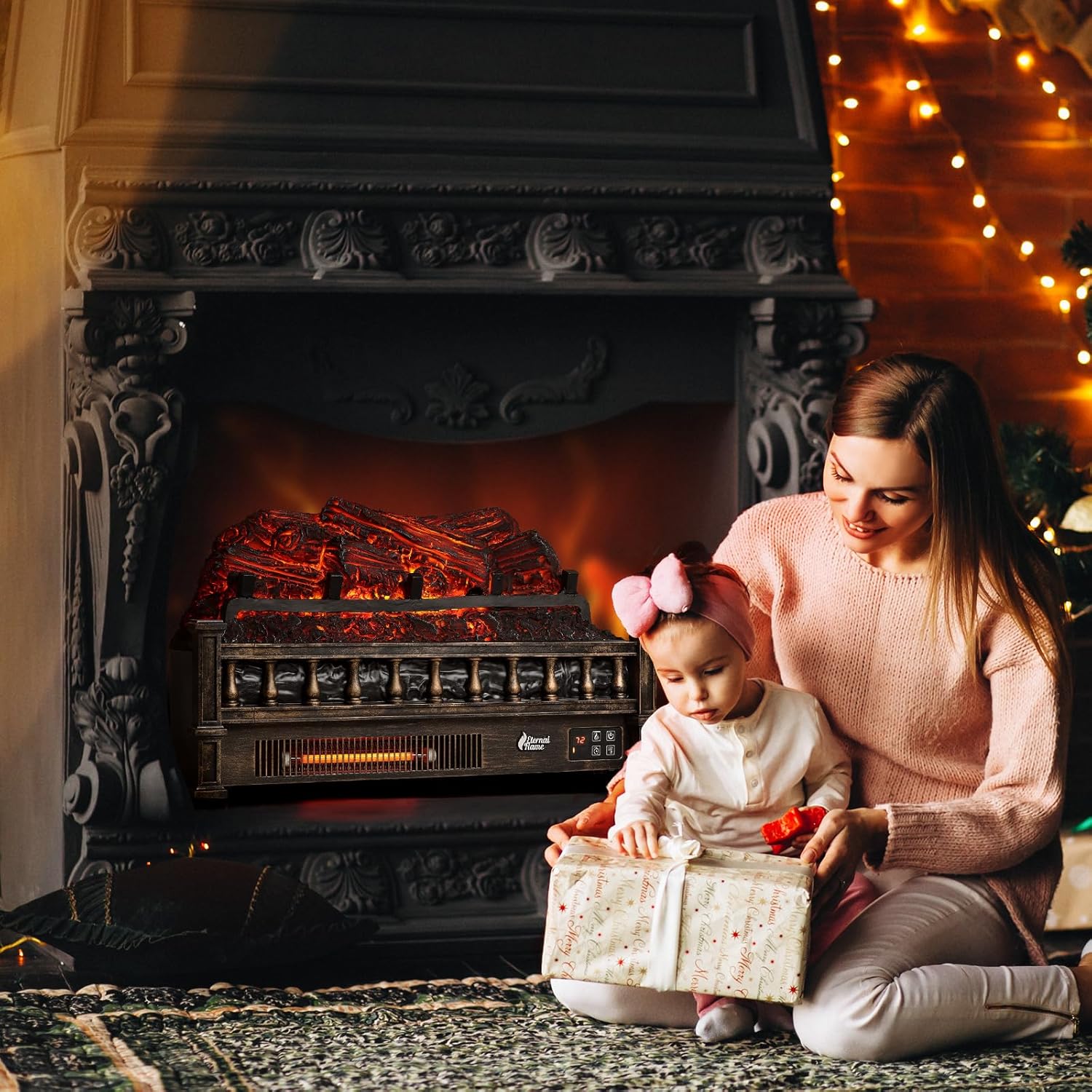 TURBRO Eternal Flame Infrared Electric Fireplace Logs, 23