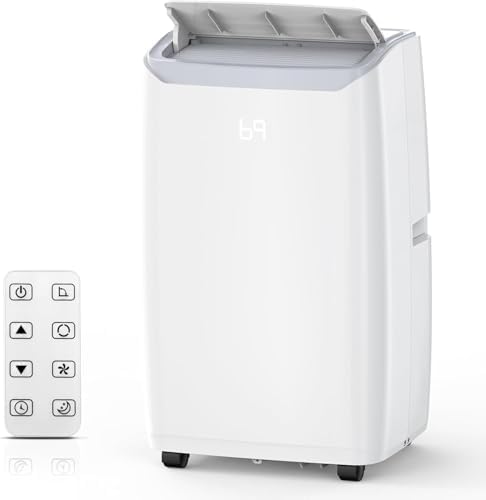 14,000 BTU Portable Air Conditioner - 3-In-1 Cooling, Fan & Dehumidifier for Spaces Up to 750 Sq.Ft, Compact Mobility With Wheels, Remote Control & Window Kit Included，White