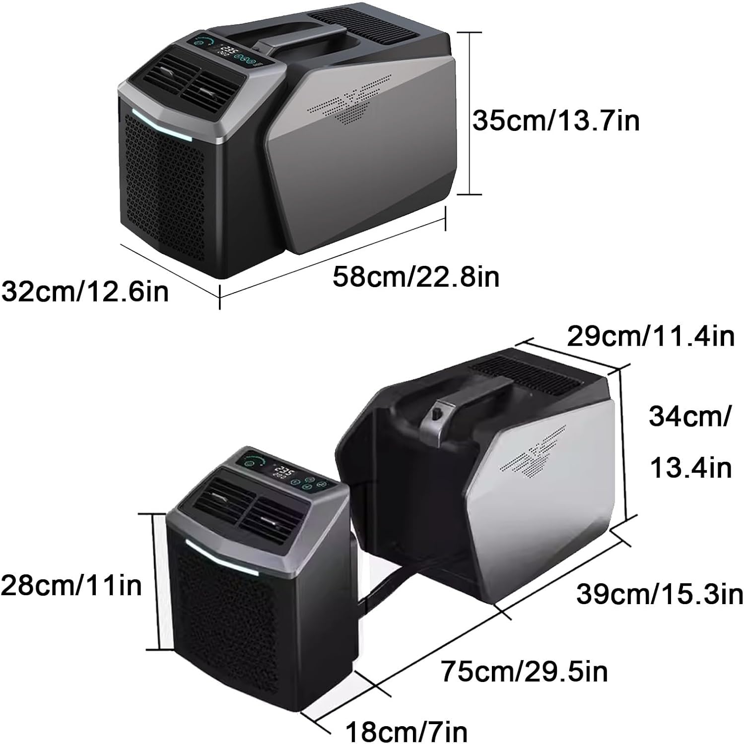 6100 BTU Portable Camping Air Conditioner for Outdoor and Indoor Use Split Structure 3 Speed Adjustment Air Cooler with Remote Control for Bedroom Tent Pets