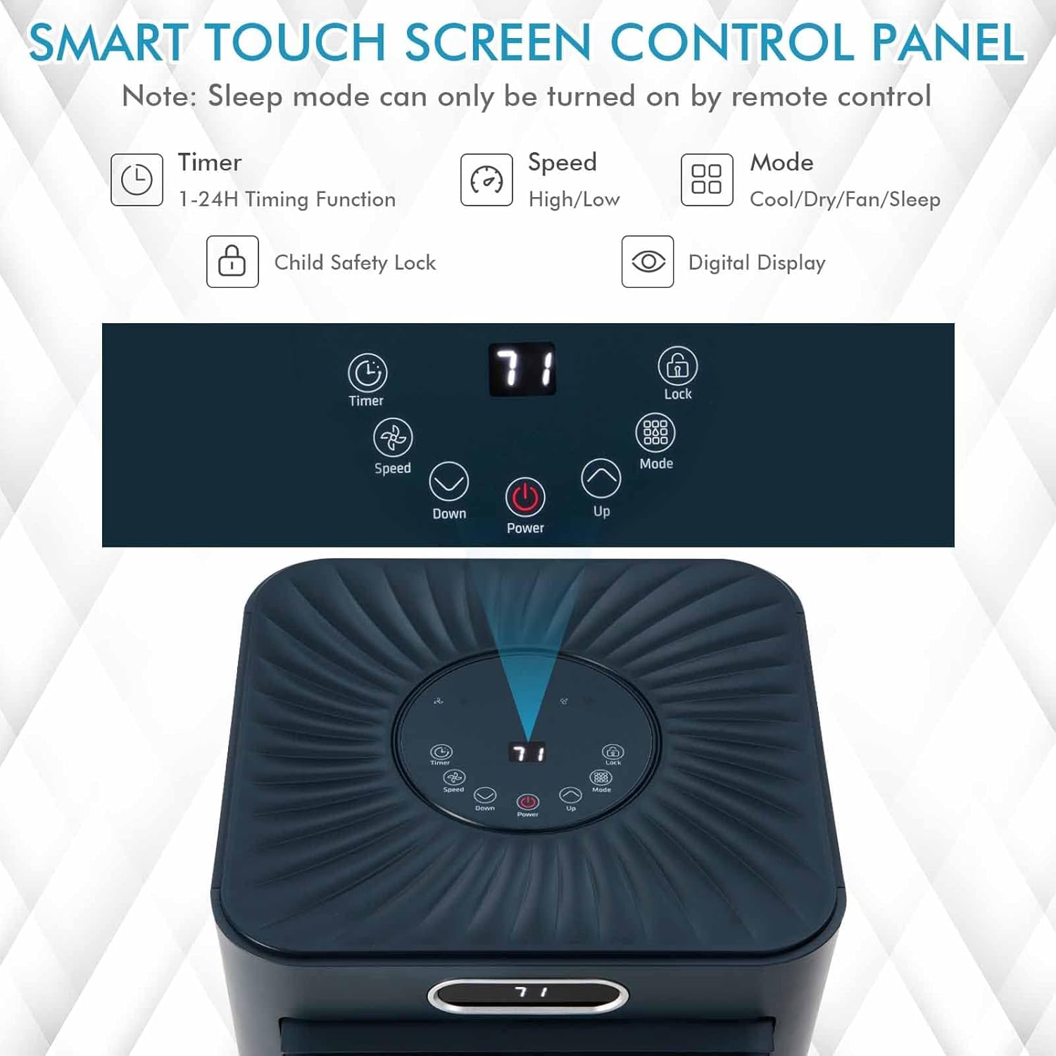 DORTALA Portable Air Conditioner 8000 BTU, 3-in-1 AC Unit with Remote Control, Dehumidifier, 24H Timer, Window Kit, Standing AC Cooling Unit for Home Office, Dark Blue